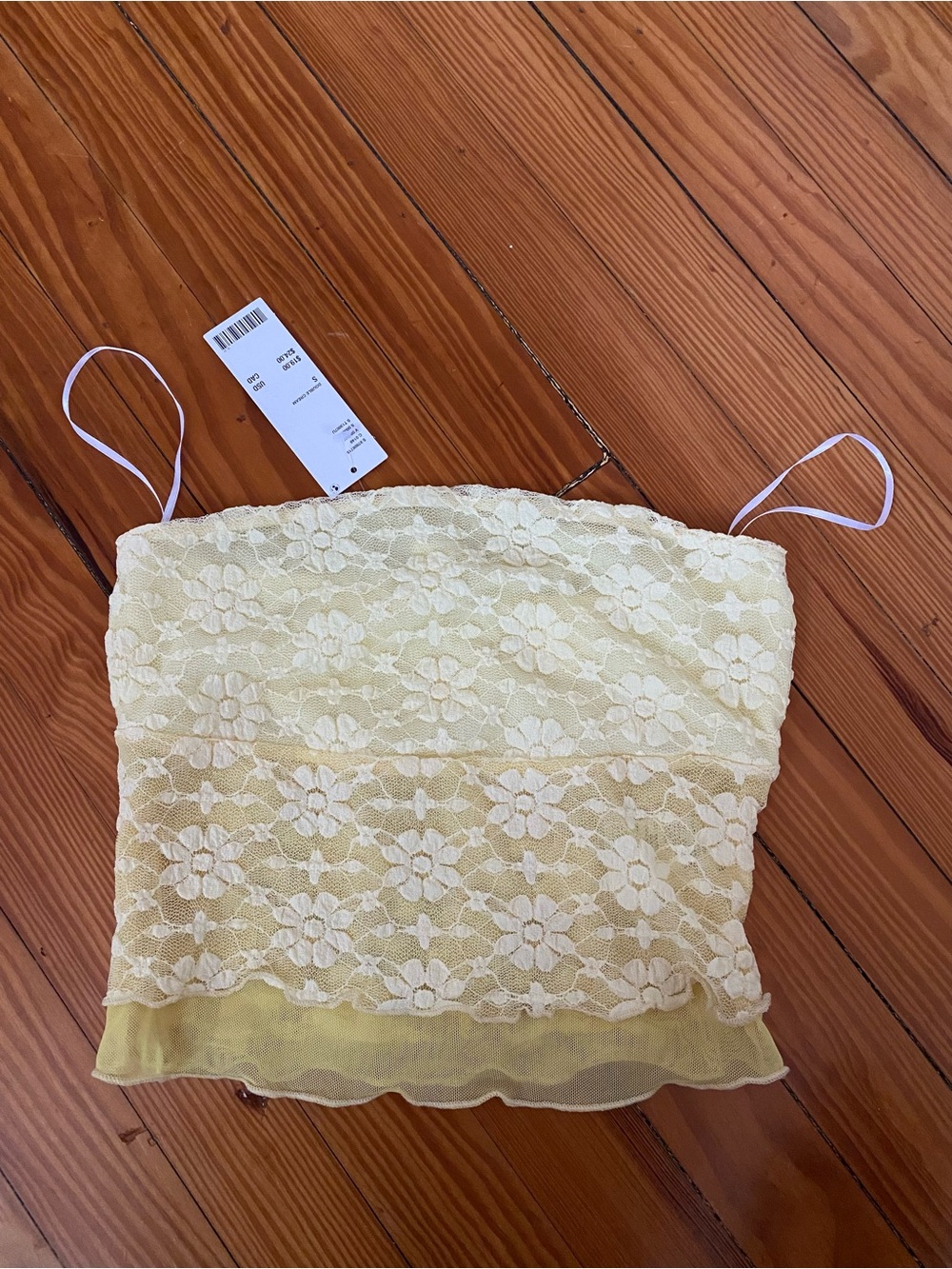 UO Womens Yellow Lace Floral Tube Top